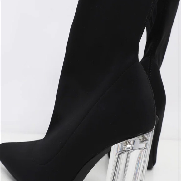 PLT Black Clear High Heel Sock Boot - Picture 4 of 7